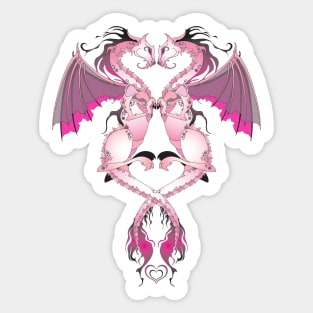 Pink Love Dragons Sticker